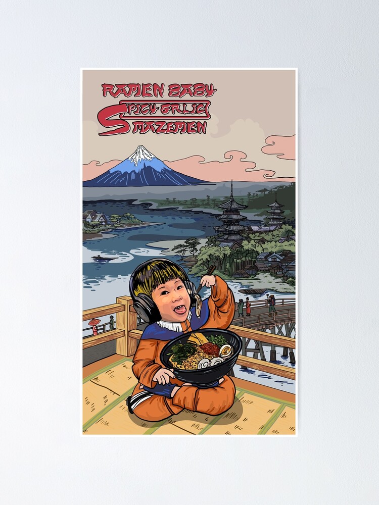 Thumbnail 2 of 3, Poster, Ramen Baby Spicy Garlic Mazemen designed and sold by HanaDesign63245.