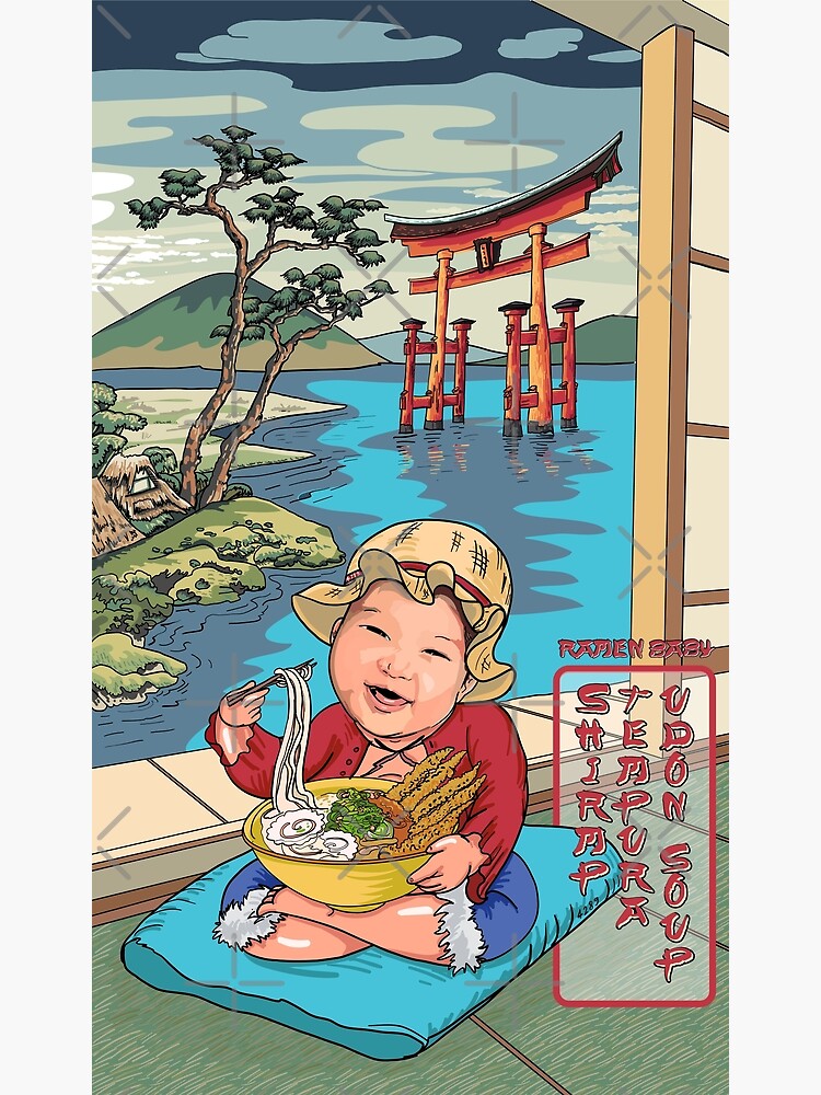 Thumbnail 3 of 3, Canvas Print, Ramen Baby Shrimp Tempura Udon Soup designed and sold by HanaDesign63245.