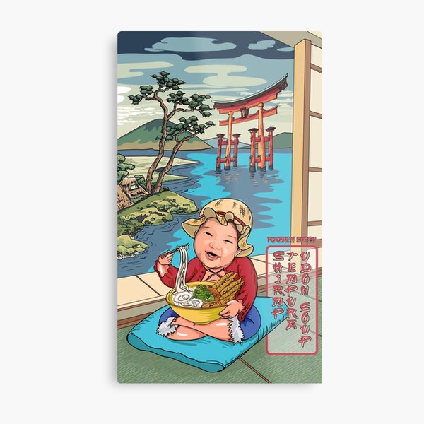 Ramen Baby Shrimp Tempura Udon Soup Metal Print