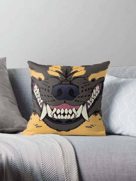 Wild Dog Grin Throw Pillow