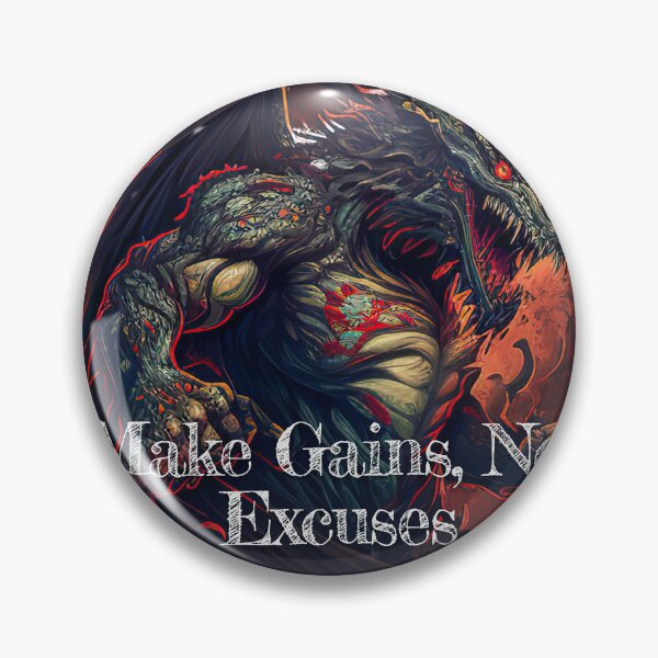 Item preview, Make Gains, Not Excuses Bodybuilding Fitness Gym Workout Exercise Merch Print Design designed and sold by tengamerx.