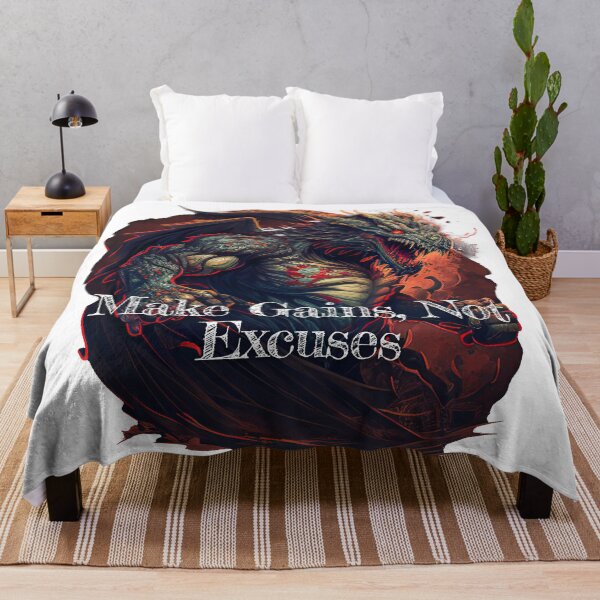 Item preview, Make Gains, Not Excuses Bodybuilding Fitness Gym Workout Exercise Merch Print Design designed and sold by tengamerx.