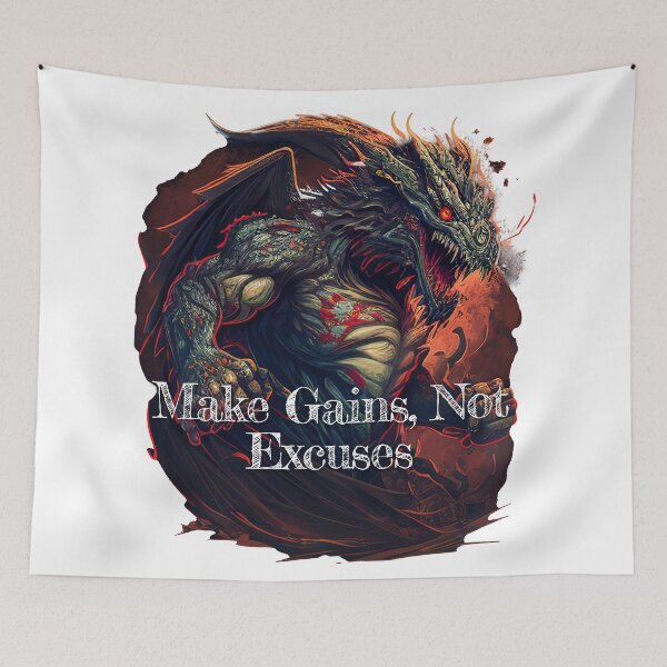 Item preview, Make Gains, Not Excuses Bodybuilding Fitness Gym Workout Exercise Merch Print Design designed and sold by tengamerx.