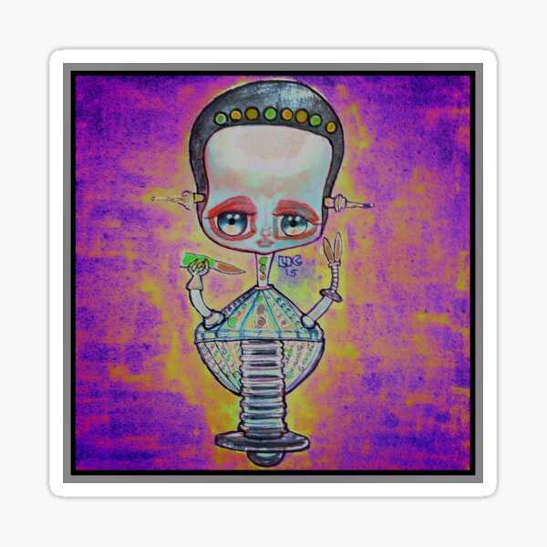 electic fushia bot Sticker