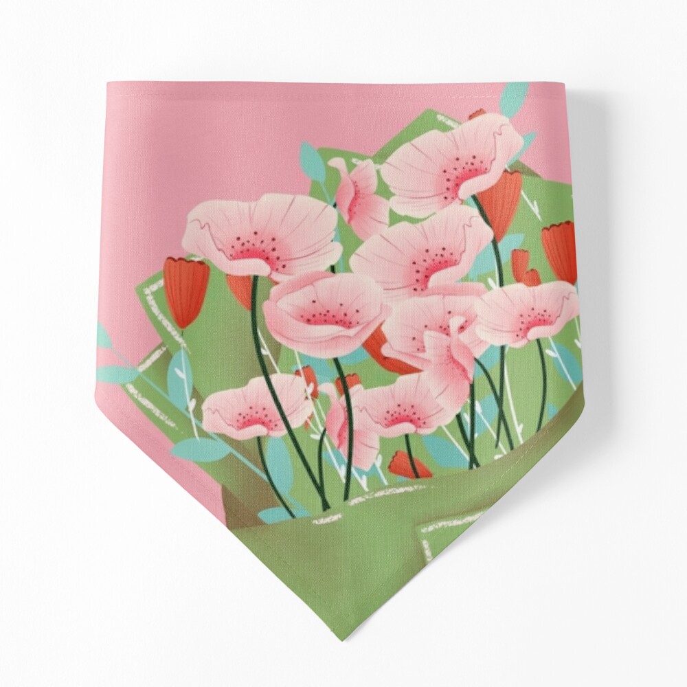 Green wrapping paper pink flower bouquet watercolor illustration Sticker  for Sale by UnaWu533