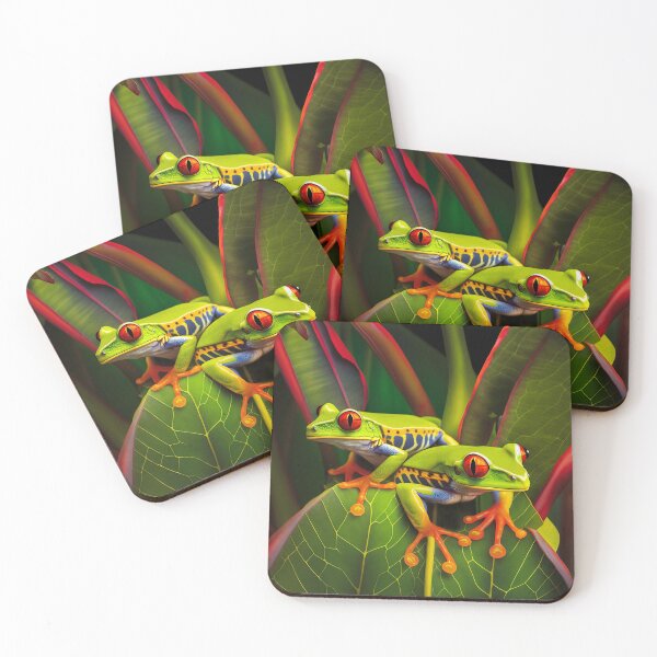 Item preview, Red Eyed Tree Frog Rainforest Leaf Heliconia Flower designed and sold by ZazuStudios.