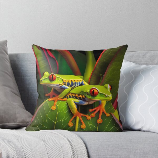 Item preview, Red Eyed Tree Frog Rainforest Leaf Heliconia Flower designed and sold by ZazuStudios.