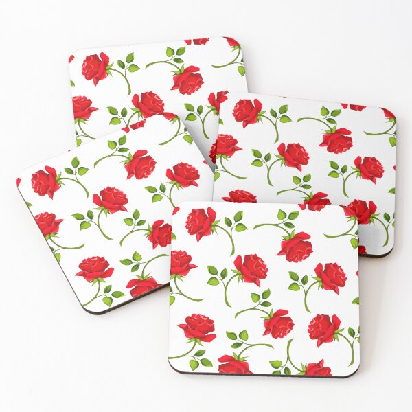 Item preview, Floral pattern with red roses on white designed and sold by Naddya.