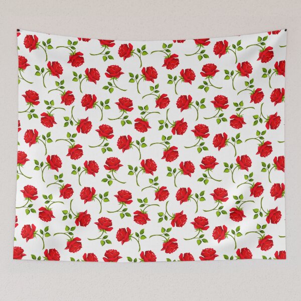 Item preview, Floral pattern with red roses on white designed and sold by Naddya.