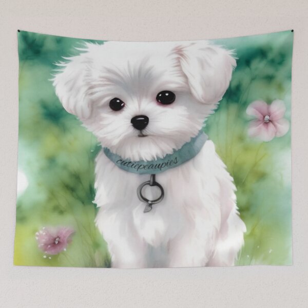 Item preview, Cute Maltese Puppy Art 1 designed and sold by cutiepeupies.