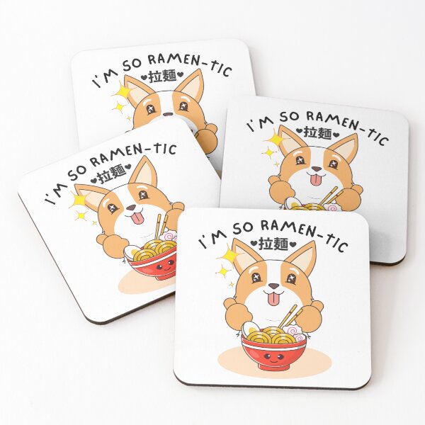 Item preview, I am so Ramen-tic cute Kawaii Corgi eating a Japanese ramen noodles bowl designed and sold by NellyDS17.