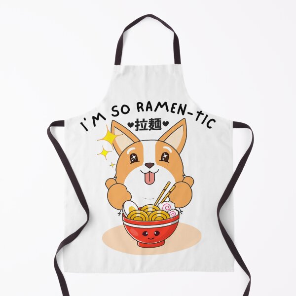 Item preview, I am so Ramen-tic cute Kawaii Corgi eating a Japanese ramen noodles bowl designed and sold by NellyDS17.