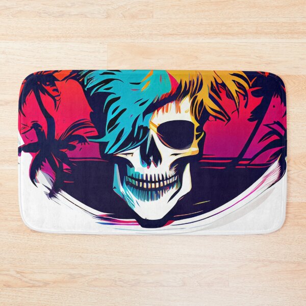 Item preview, Tropical Gothic Skull with Punk Hair designed and sold by ShadowAndSlate.