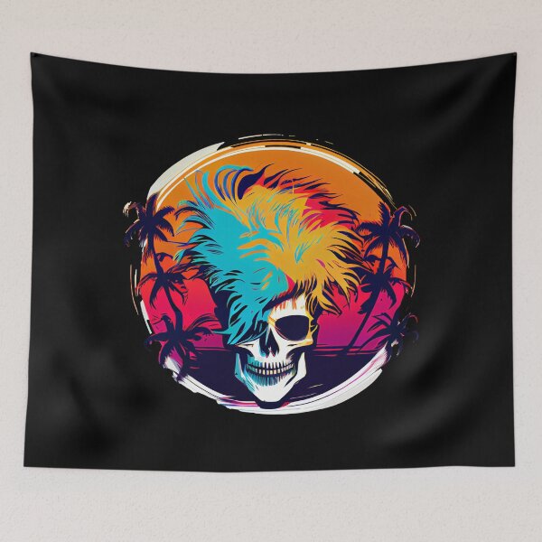 Item preview, Tropical Gothic Skull with Punk Hair designed and sold by ShadowAndSlate.