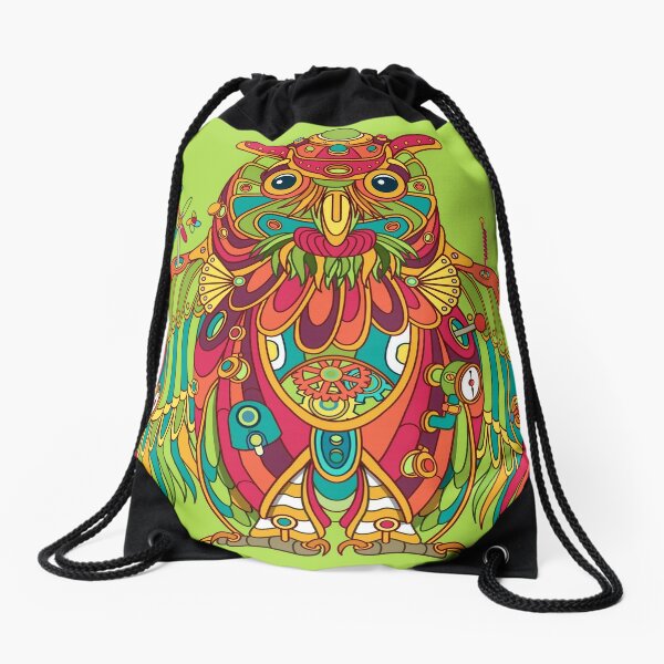 Owl, cool art from the AlphaPod Collection Drawstring Bag