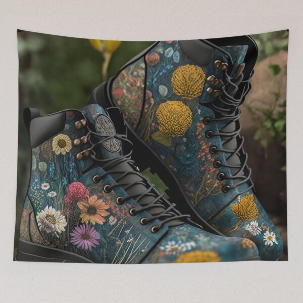 Item preview, Wildflower Hiking Boots | Camping Gear | Hiking designed and sold by ArtfulDelights.