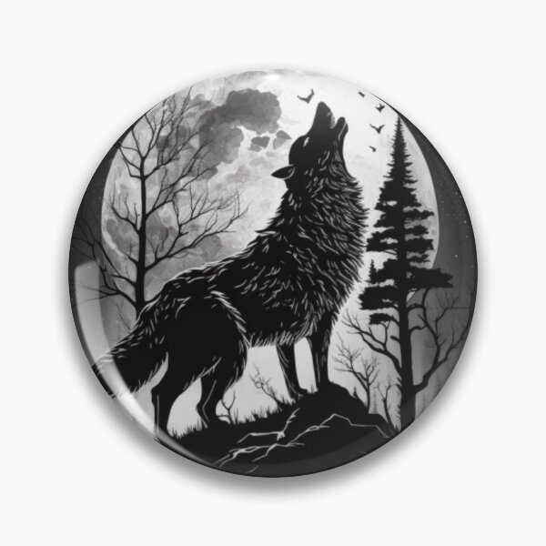 Item preview, Wolf howling at the moon Black and White designed and sold by Art Genix.