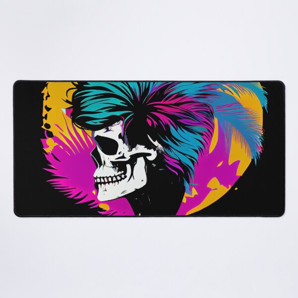 Item preview, Bright Tropical Gothic Skull with Crazy Aqua Hair designed and sold by ShadowAndSlate.