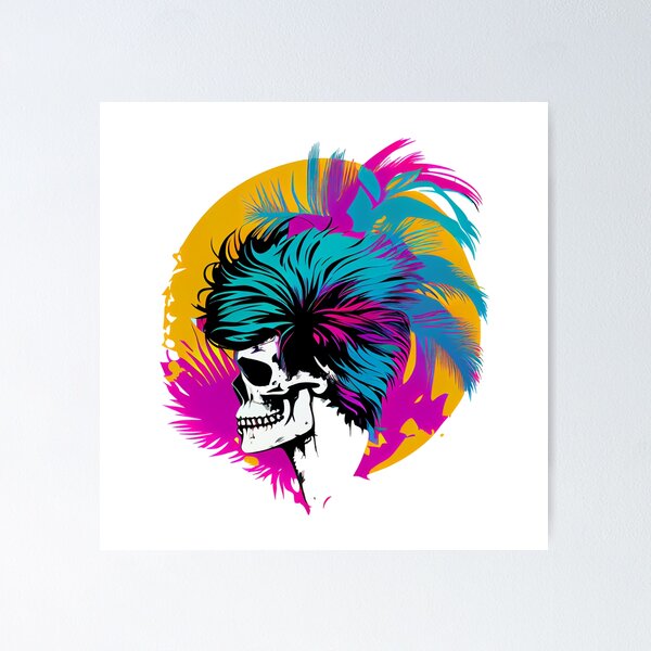 Artikelvorschau, Bright Tropical Gothic Skull with Crazy Aqua Hair entworfen und verkauft von ShadowAndSlate.