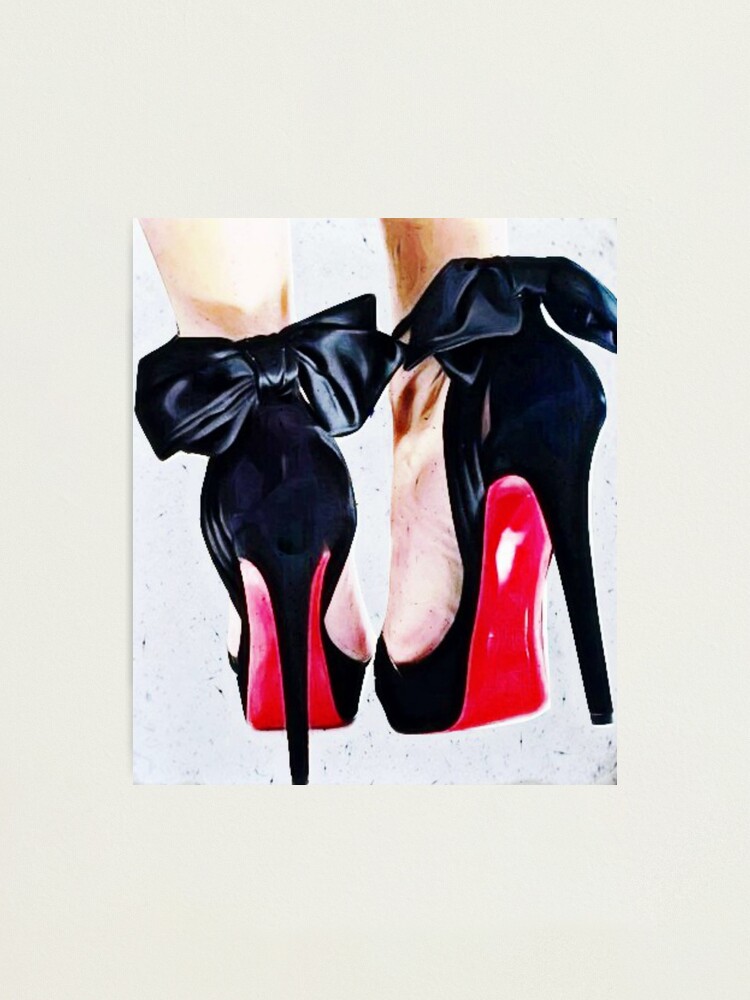 Fancy Red Bottoms High Heels Black Bows 