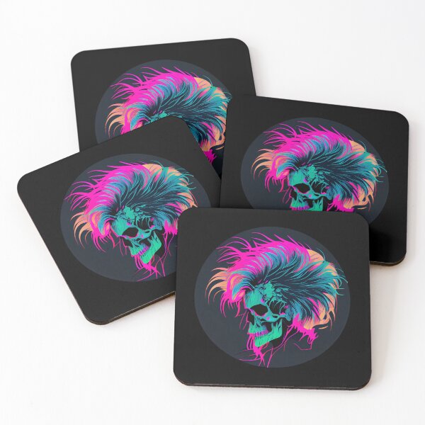 Item preview, Neon Gothic Skull with Crazy Punk Hair designed and sold by ShadowAndSlate.