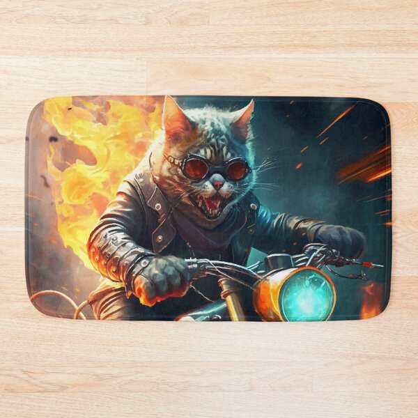 Item preview, Cat Fiery motorcyclist designed and sold by CatCoconut-Art.
