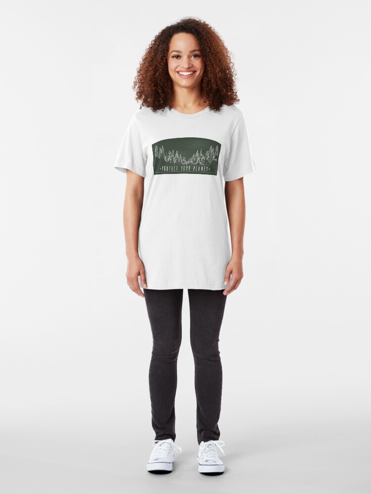 Alternate view of Protect Your Planet sticker Slim Fit T-Shirt
