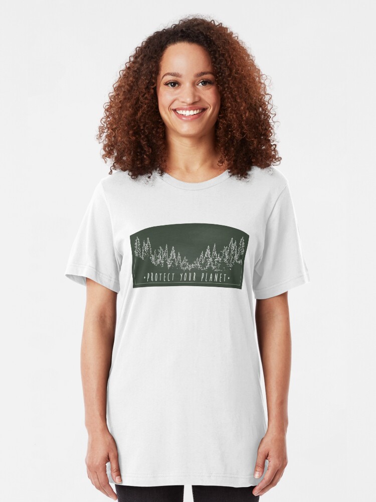Alternate view of Protect Your Planet sticker Slim Fit T-Shirt