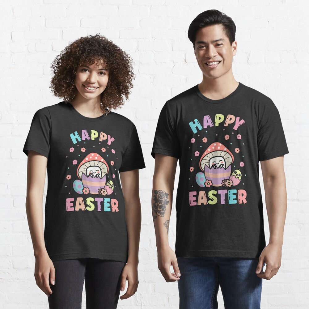 Disover Happy Easter Kawaii Mushroom Cute Spring Egg Hunting | Essential T-Shirt 