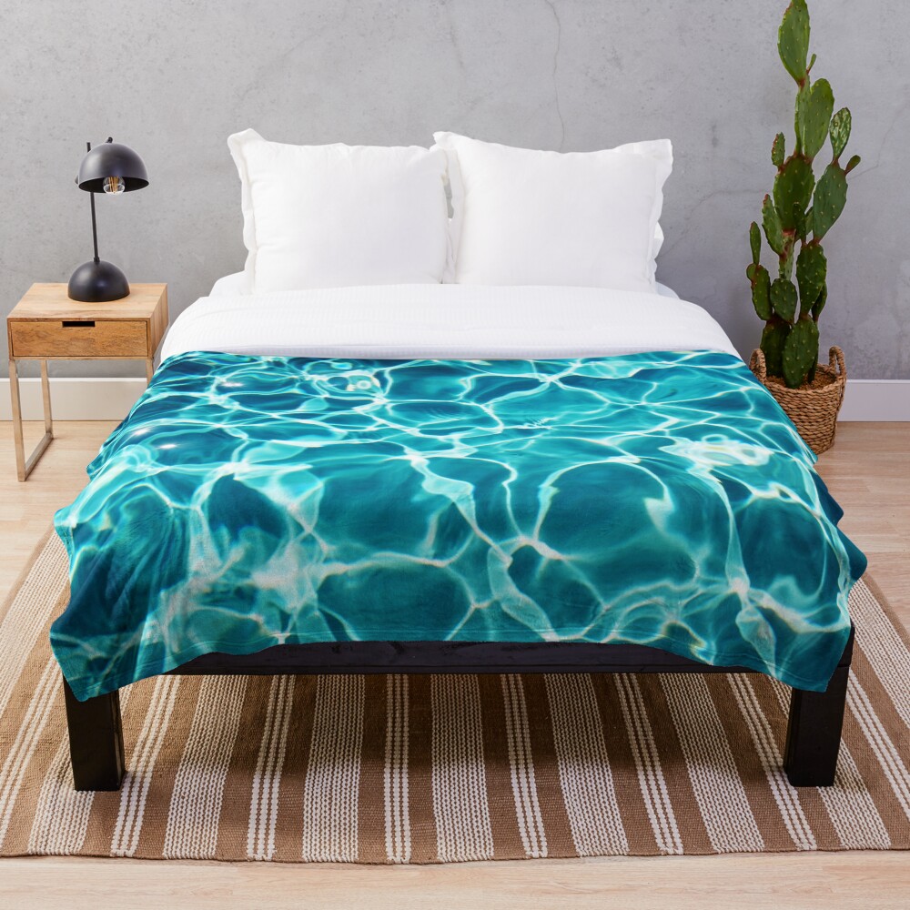 "Turquoise Water Aqua Blue Ripples " Throw Blanket by rosemaryalbo