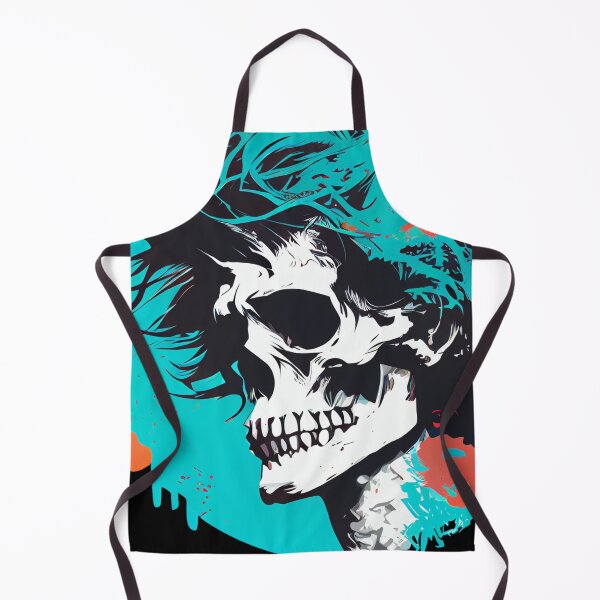 Item preview, Tropical Blue Gothic Skull Dude with Crazy Punk Hair designed and sold by ShadowAndSlate.