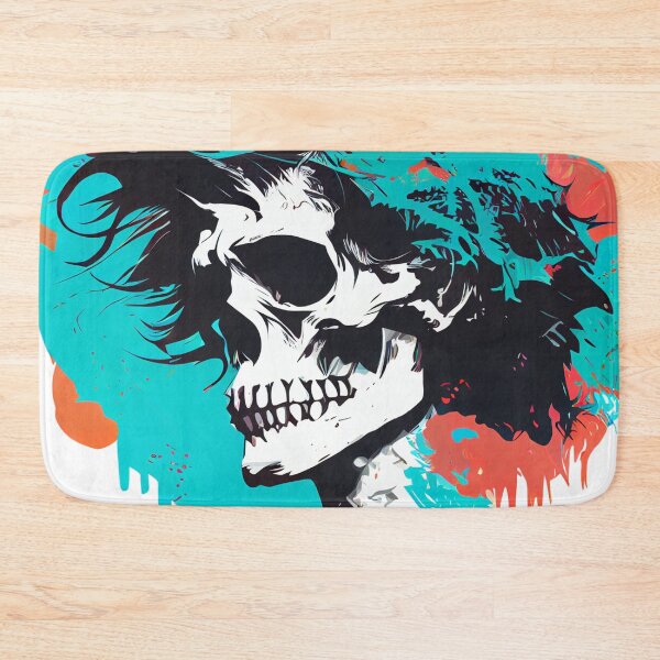 Item preview, Tropical Blue Gothic Skull Dude with Crazy Punk Hair designed and sold by ShadowAndSlate.
