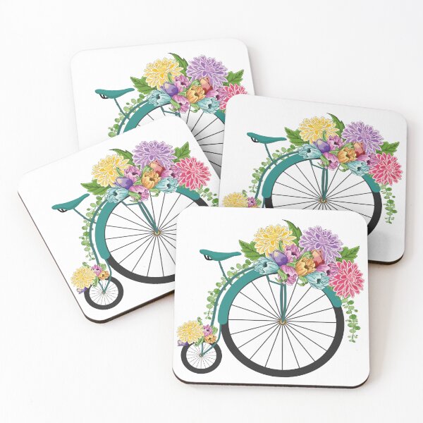 Item preview, Vintage Floral High Wheel Bicycle Art - Spring Flowers designed and sold by Ayesha Saleem.