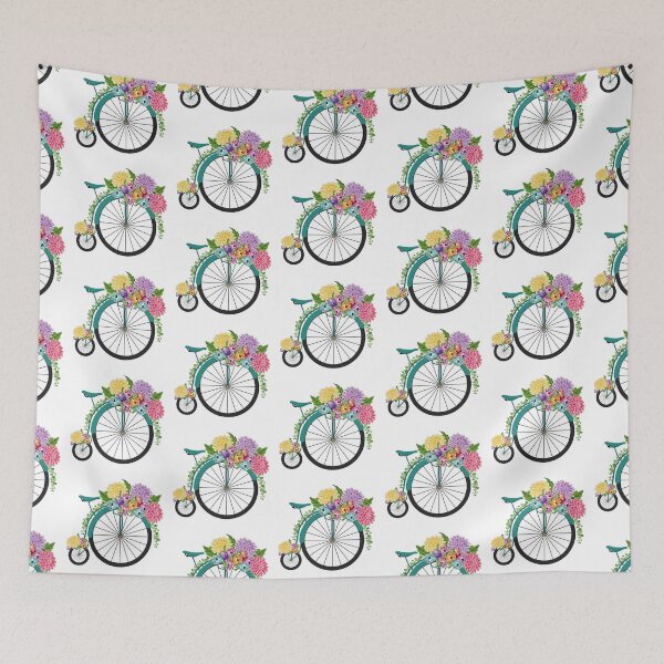 Item preview, Vintage Floral High Wheel Bicycle Art - Spring Flowers designed and sold by Ayesha Saleem.