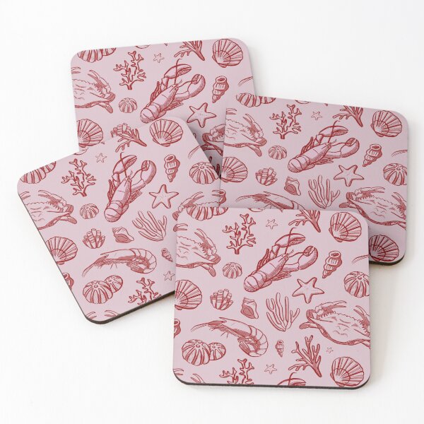 Item preview, Pink and red seafood repeat pattern designed and sold by LucyFaulke.