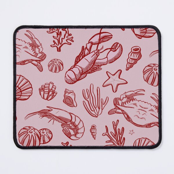 Item preview, Pink and red seafood repeat pattern designed and sold by LucyFaulke.