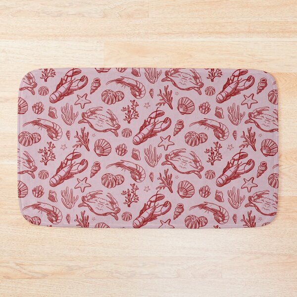 Item preview, Pink and red seafood repeat pattern designed and sold by LucyFaulke.