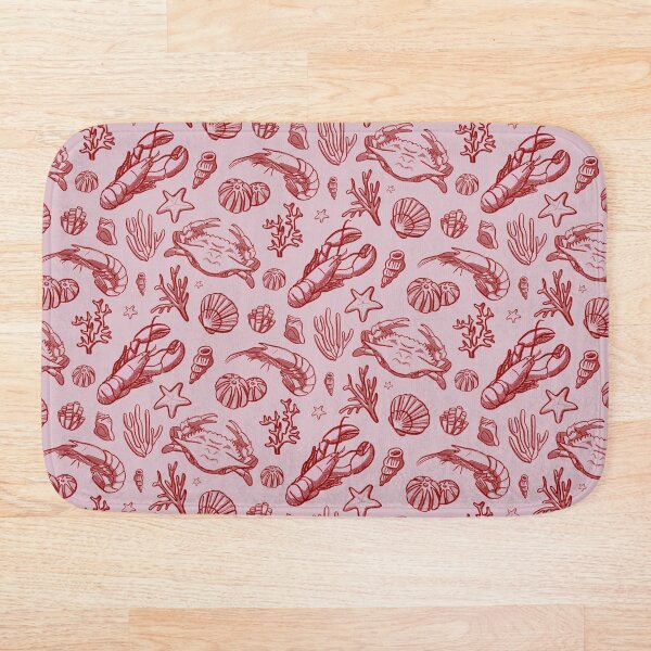 Item preview, Pink and red seafood repeat pattern designed and sold by LucyFaulke.