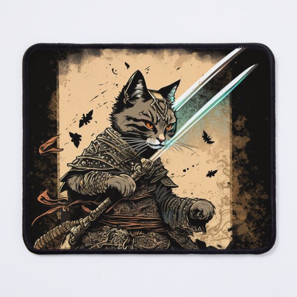 Item preview, *The Dynamic Samurai Cat: A Thrilling Japanese Illustration* designed and sold by trendarmy.