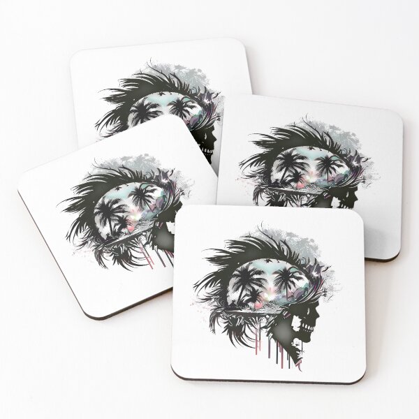 Item preview, Tropical Island Black Gothic Skull Silhouette designed and sold by ShadowAndSlate.