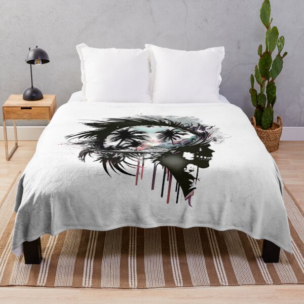 Item preview, Tropical Island Black Gothic Skull Silhouette designed and sold by ShadowAndSlate.
