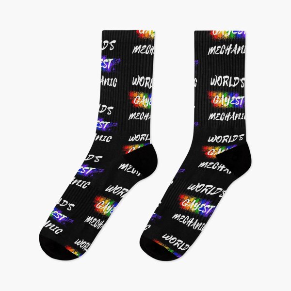 Item preview, World's Gayest Mechanic Queer Humor With Rainbow Colors For Proud Gay Mechanics In Black designed and sold by LuckyKermit.