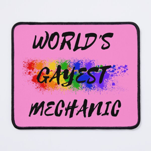 Item preview, World's Gayest Mechanic Queer Humor With Rainbow Colors For Proud Gay Mechanics In Pink designed and sold by LuckyKermit.