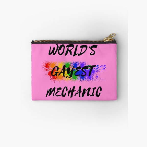 Item preview, World's Gayest Mechanic Queer Humor With Rainbow Colors For Proud Gay Mechanics In Pink designed and sold by LuckyKermit.