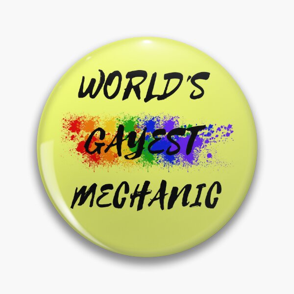 Item preview, World's Gayest Mechanic Queer Humor With Rainbow Colors For Proud Gay Mechanics In Yellow designed and sold by LuckyKermit.