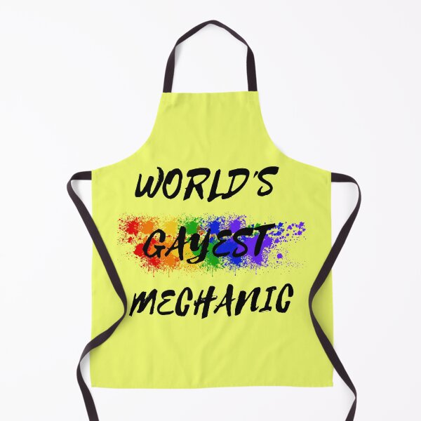 Item preview, World's Gayest Mechanic Queer Humor With Rainbow Colors For Proud Gay Mechanics In Yellow designed and sold by LuckyKermit.