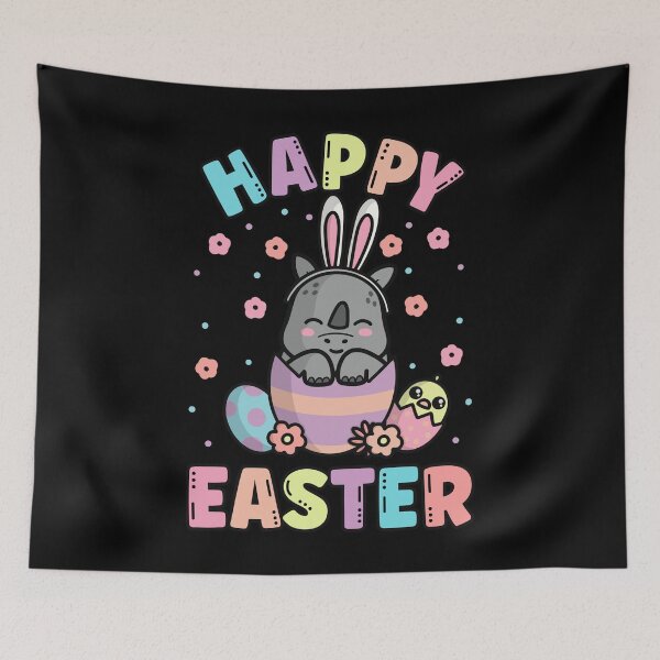 Item preview, Happy Easter Kawaii Rhino Cute Spring Egg Hunting designed and sold by JokeGysen.