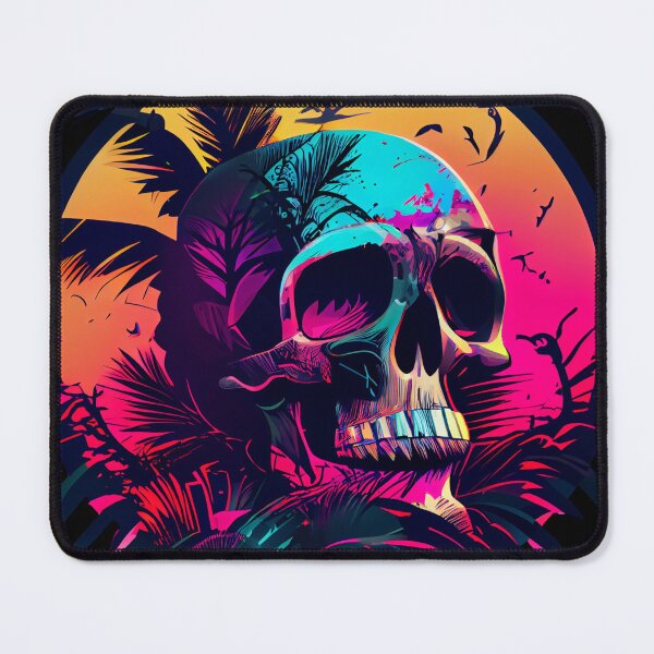 Item preview, Gothic Skull on Tropical Pink and Orange Background designed and sold by ShadowAndSlate.