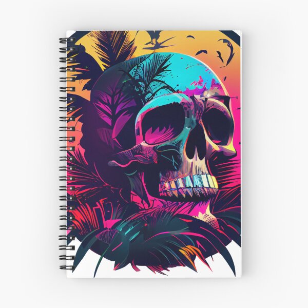 Item preview, Gothic Skull on Tropical Pink and Orange Background designed and sold by ShadowAndSlate.
