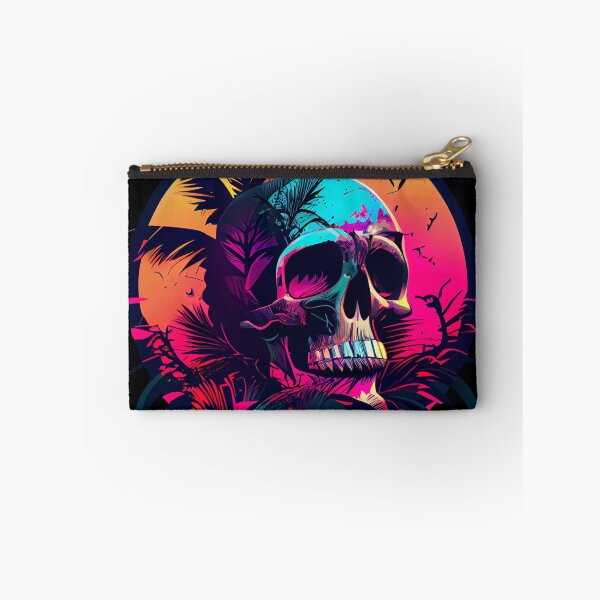 Item preview, Gothic Skull on Tropical Pink and Orange Background designed and sold by ShadowAndSlate.